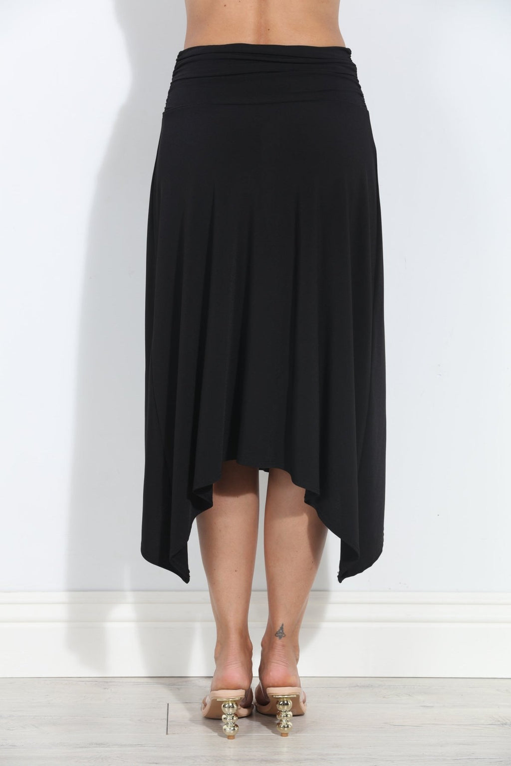 Black Stretch Slit Midi Skirt-BEST SELLER