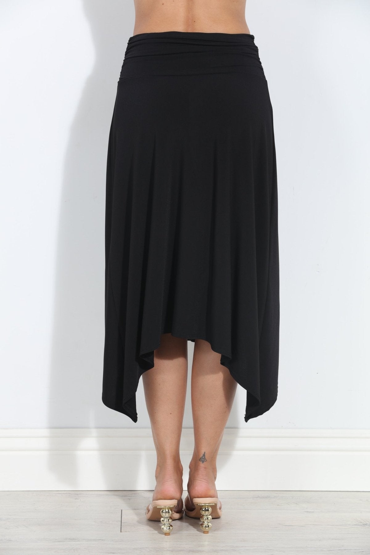 Black Stretch Slit Midi Skirt-BEST SELLER