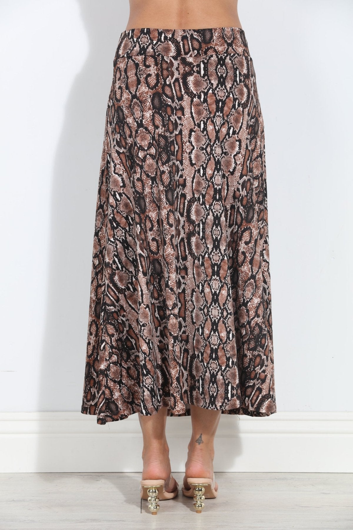 Valise Striped Stretch Midi Skirt