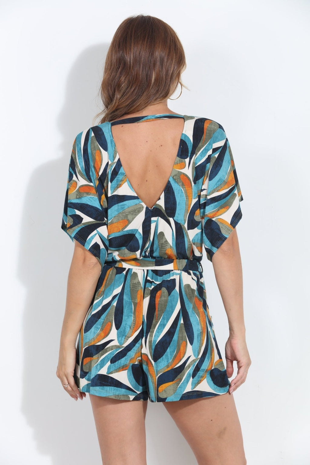 Aster Short Sleeve Open-Back Romper-BEST SELLER