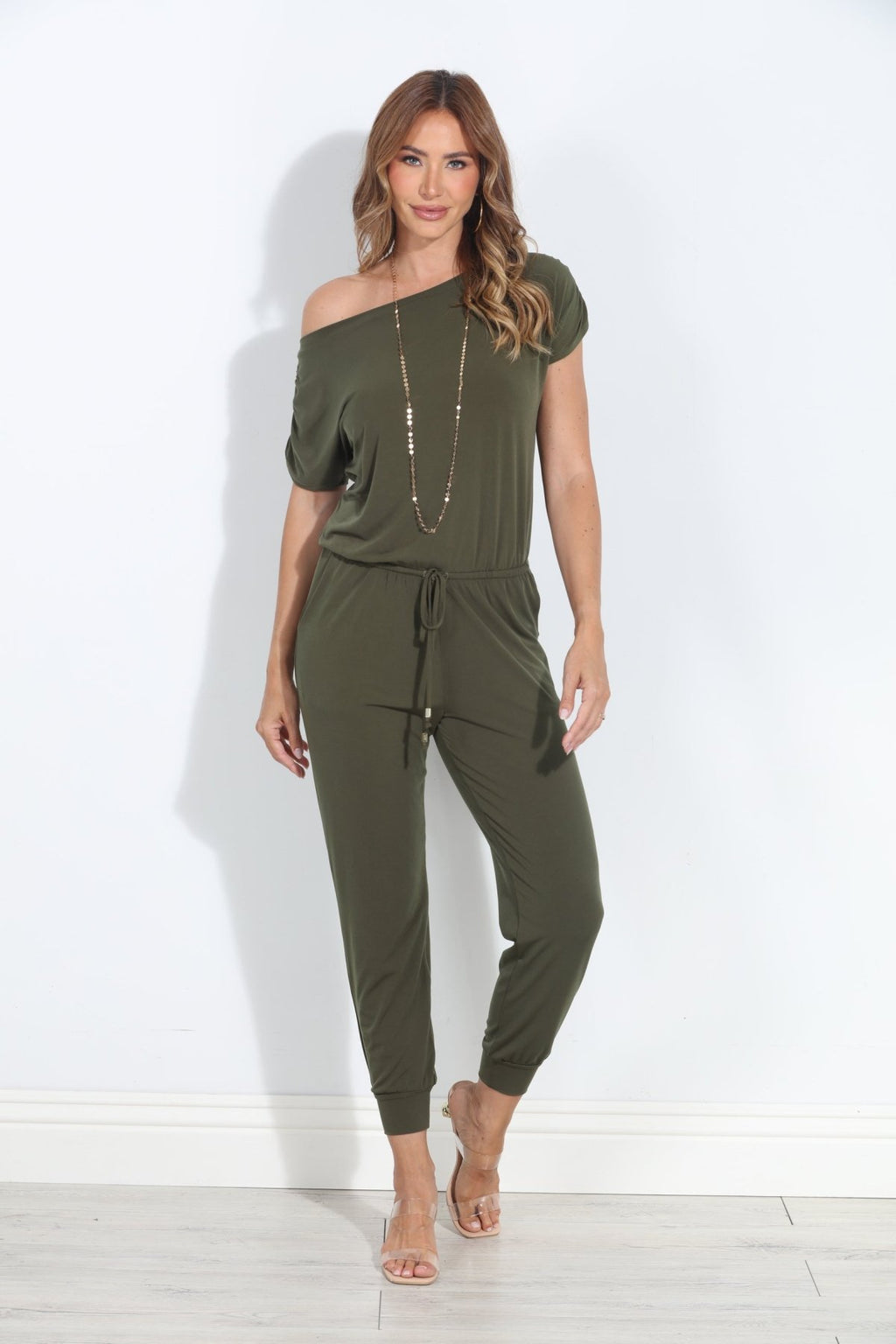 Army ITY Off The Shoulder Jumpsuit-BEST SELLER