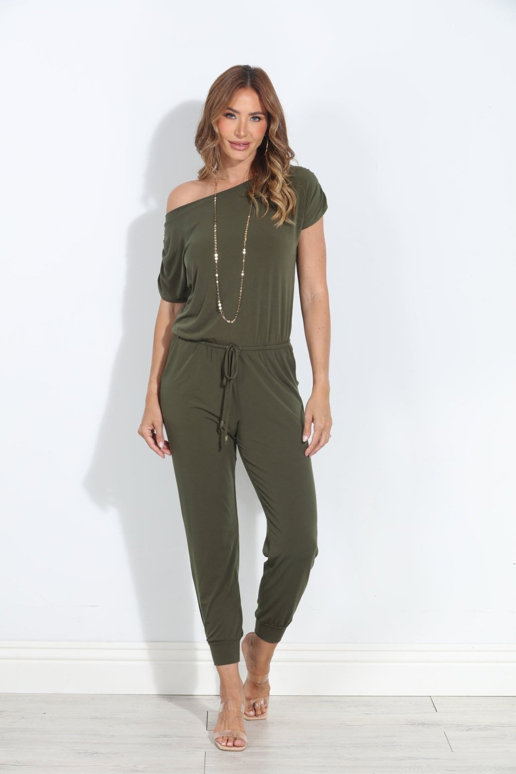 Army ITY Off The Shoulder Jumpsuit-BEST SELLER