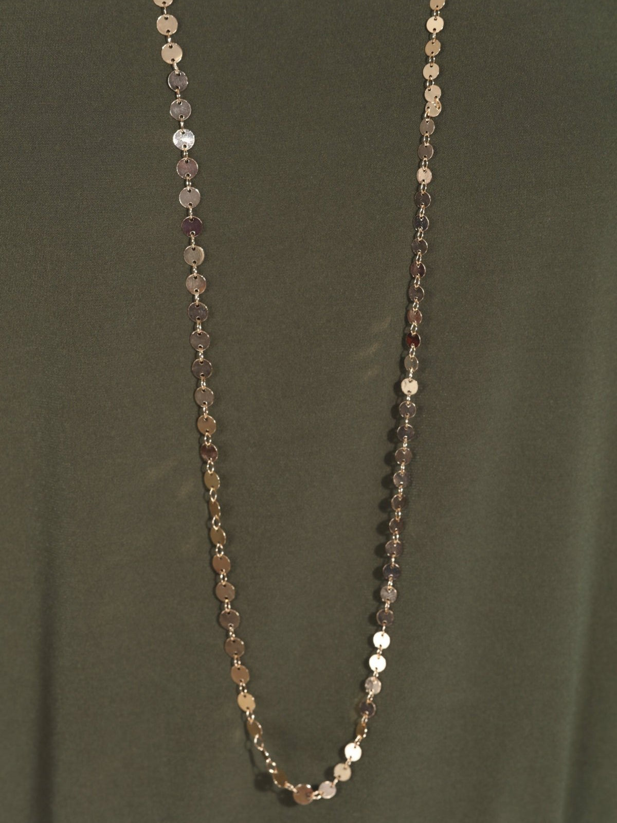 Long Gold Disc Chain Necklace