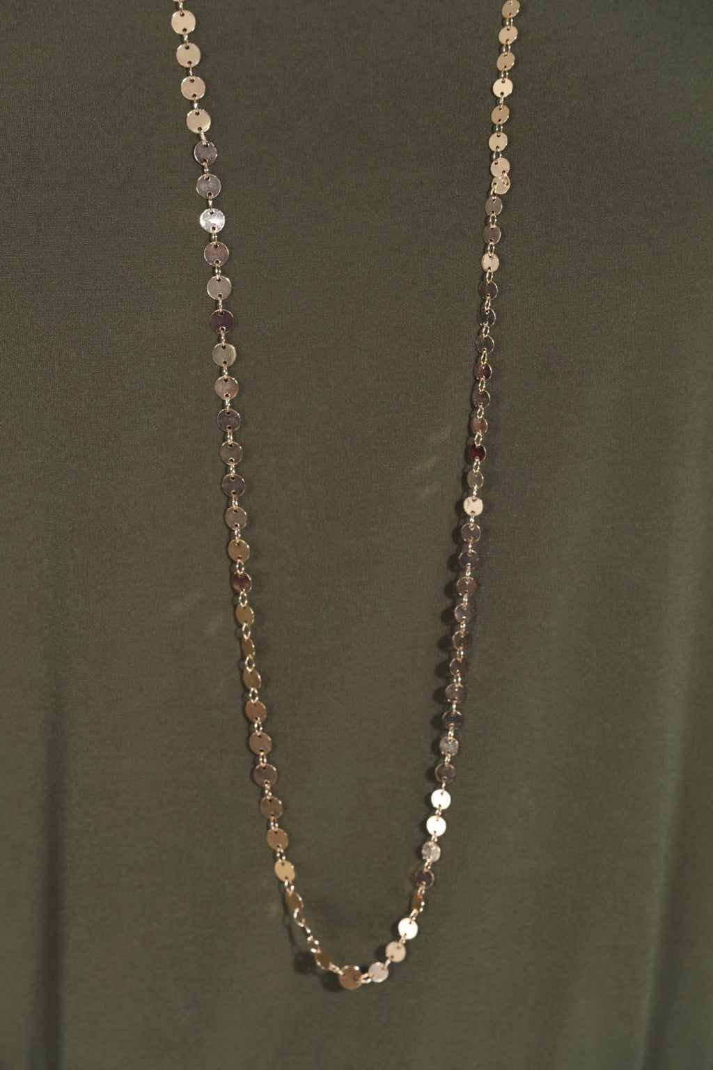 Long Gold Disc Chain Necklace