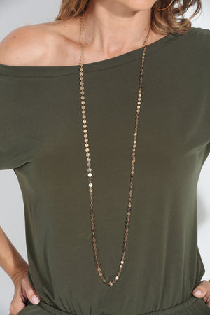 Long Gold Disc Chain Necklace