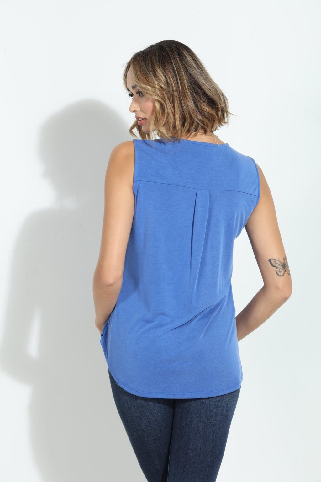 The Everyday Cupro Surplice Tank - Cobalt