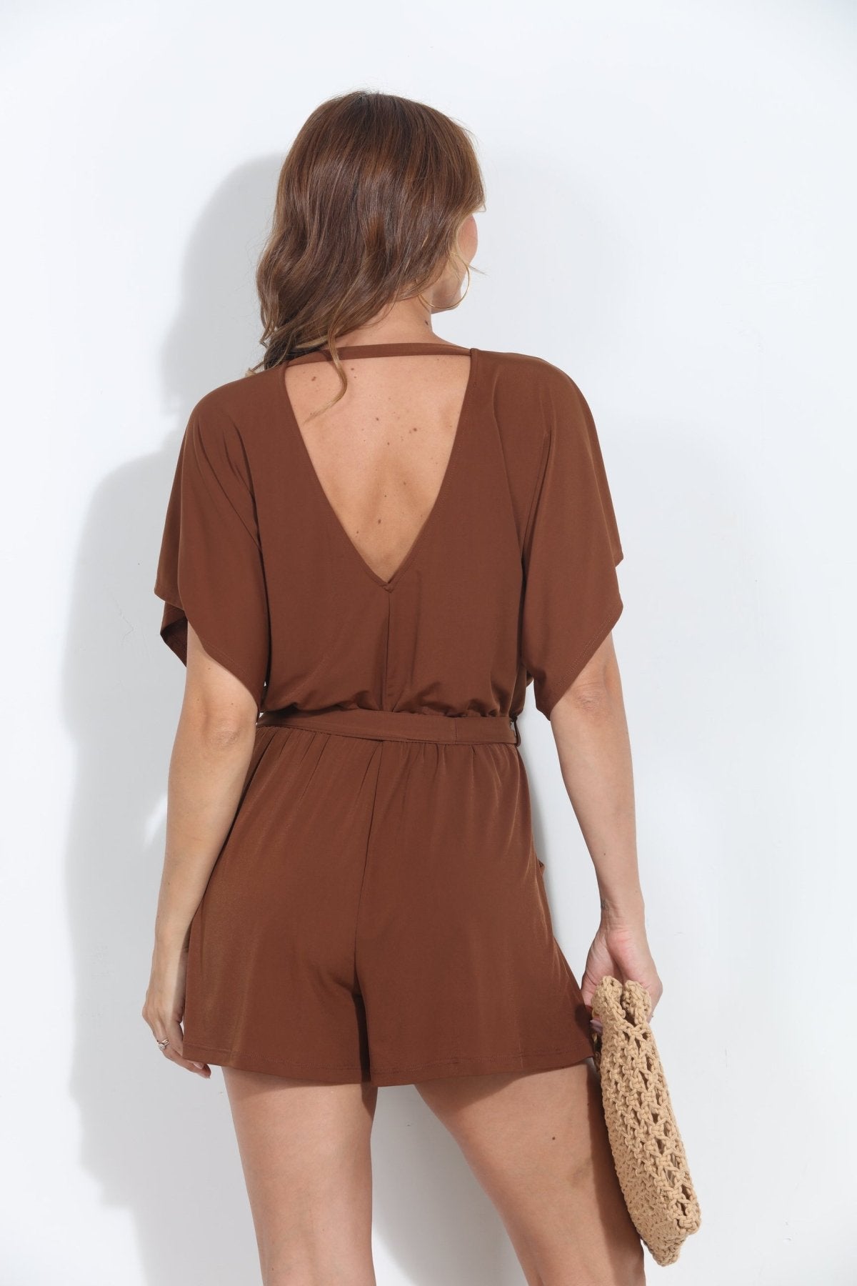 Cooper Short Sleeve Open-Back Romper-BEST SELLER