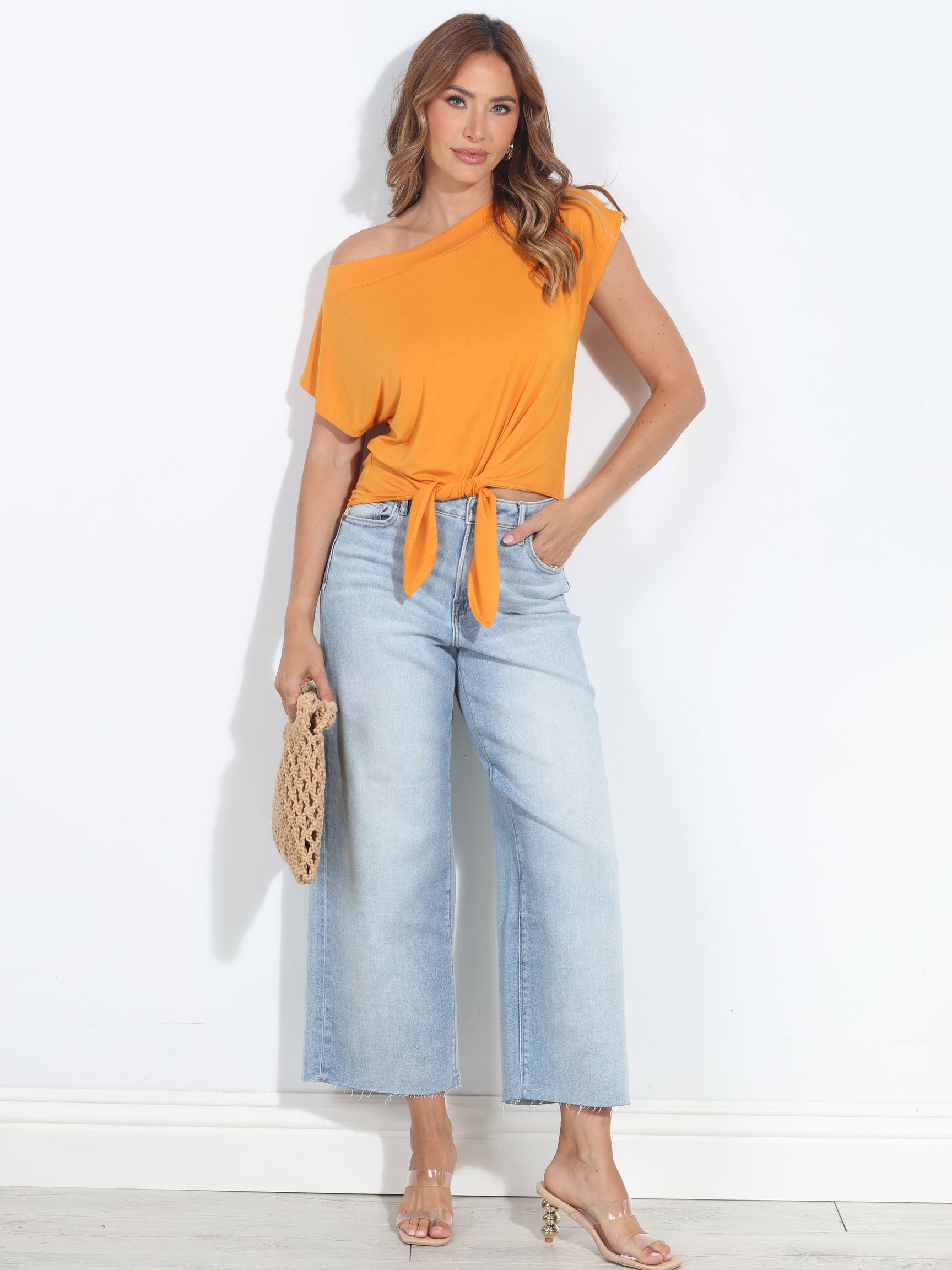 Cheddar Cupro Front Tie Top