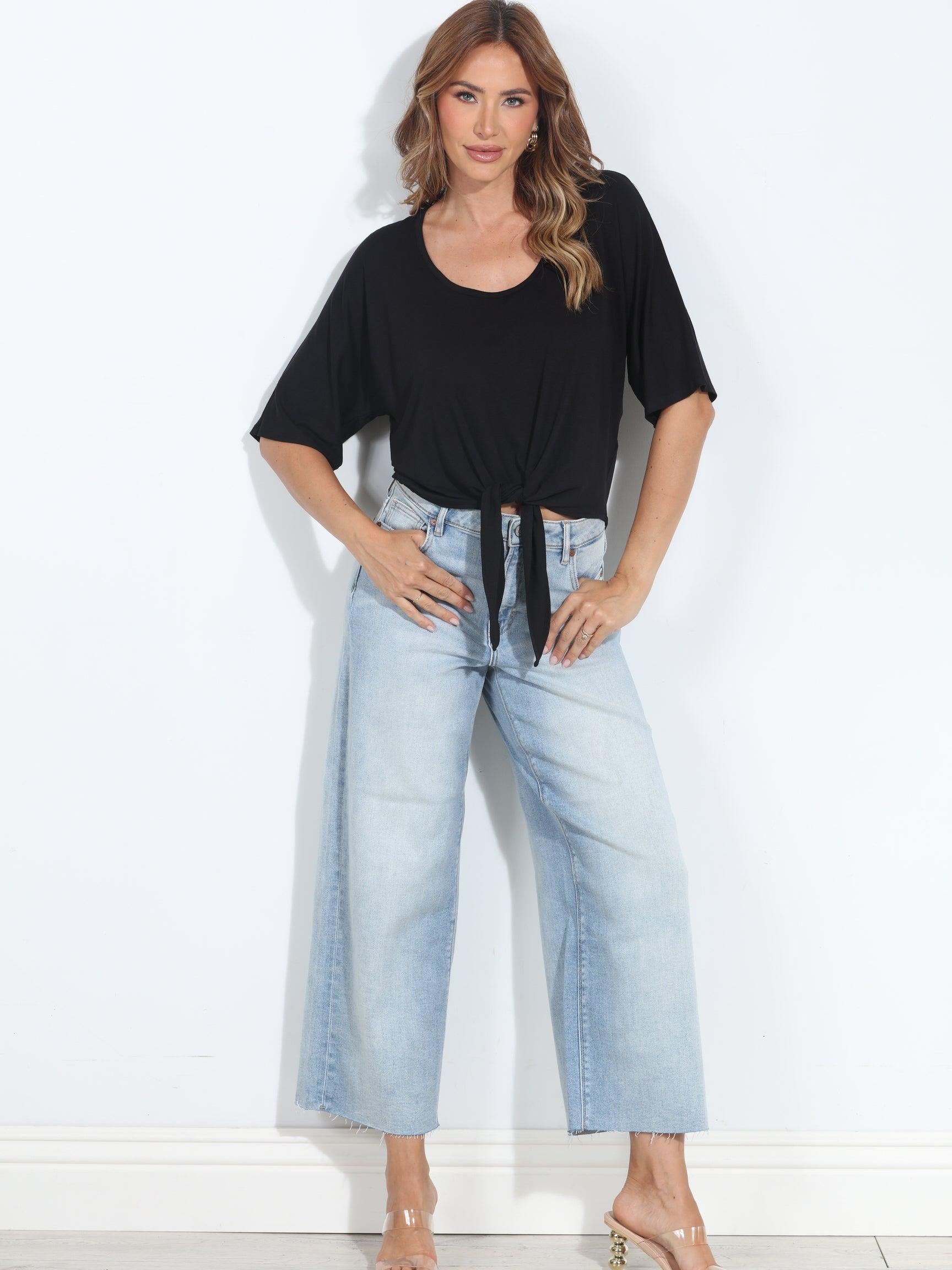 Black Cupro Tie Tee-BEST SELLER