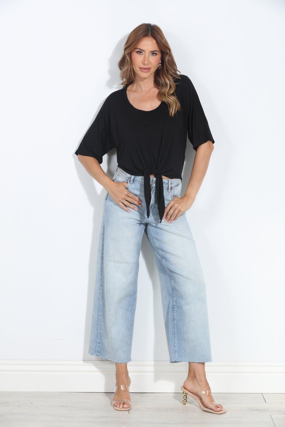 Black Cupro Tie Tee-BEST SELLER