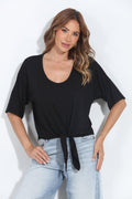 Black Cupro Tie Tee-BEST SELLER