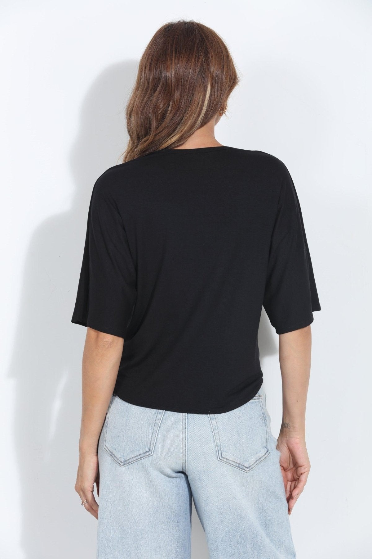 Black Cupro Tie Tee-BEST SELLER