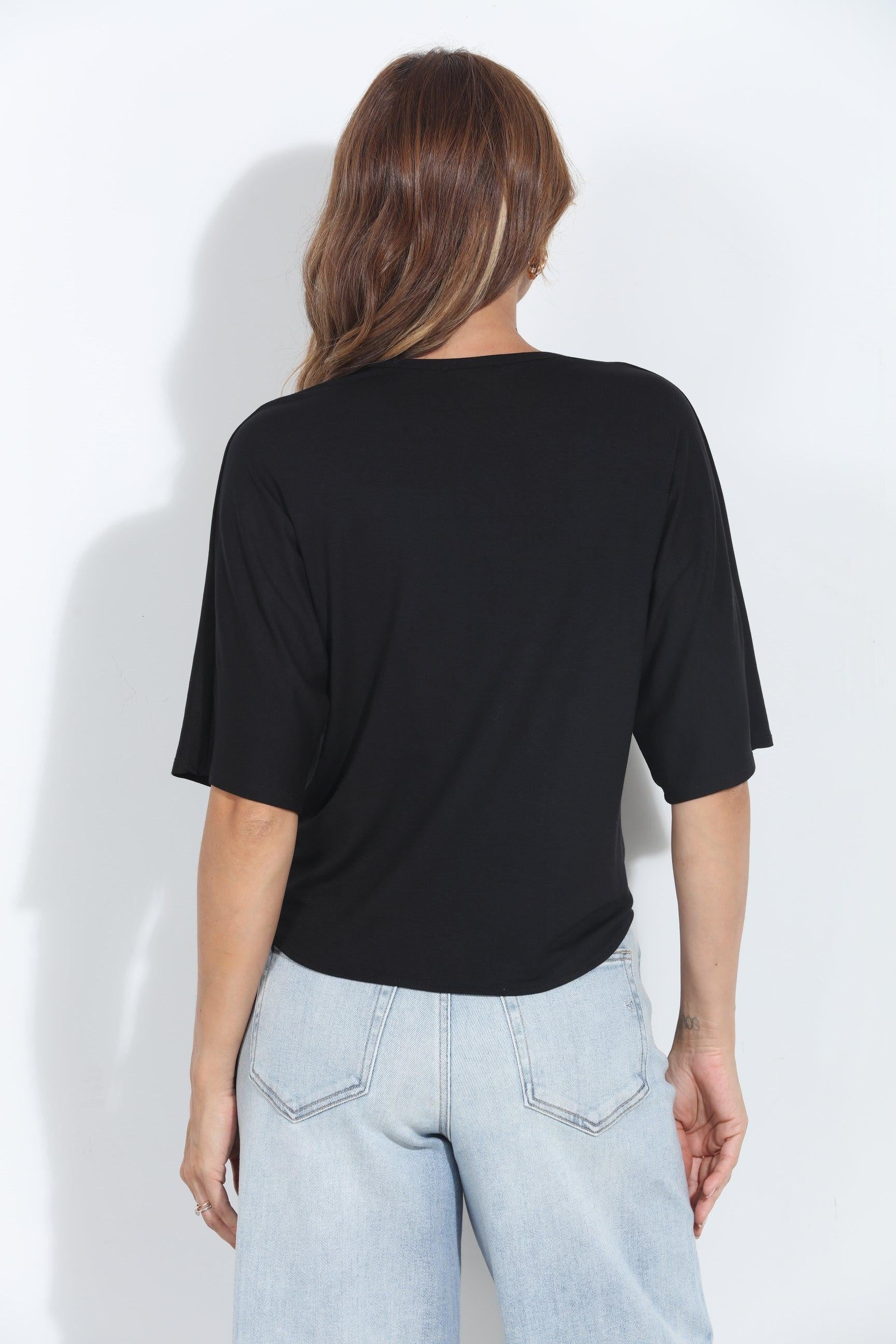 Black Cupro Tie Tee-BEST SELLER