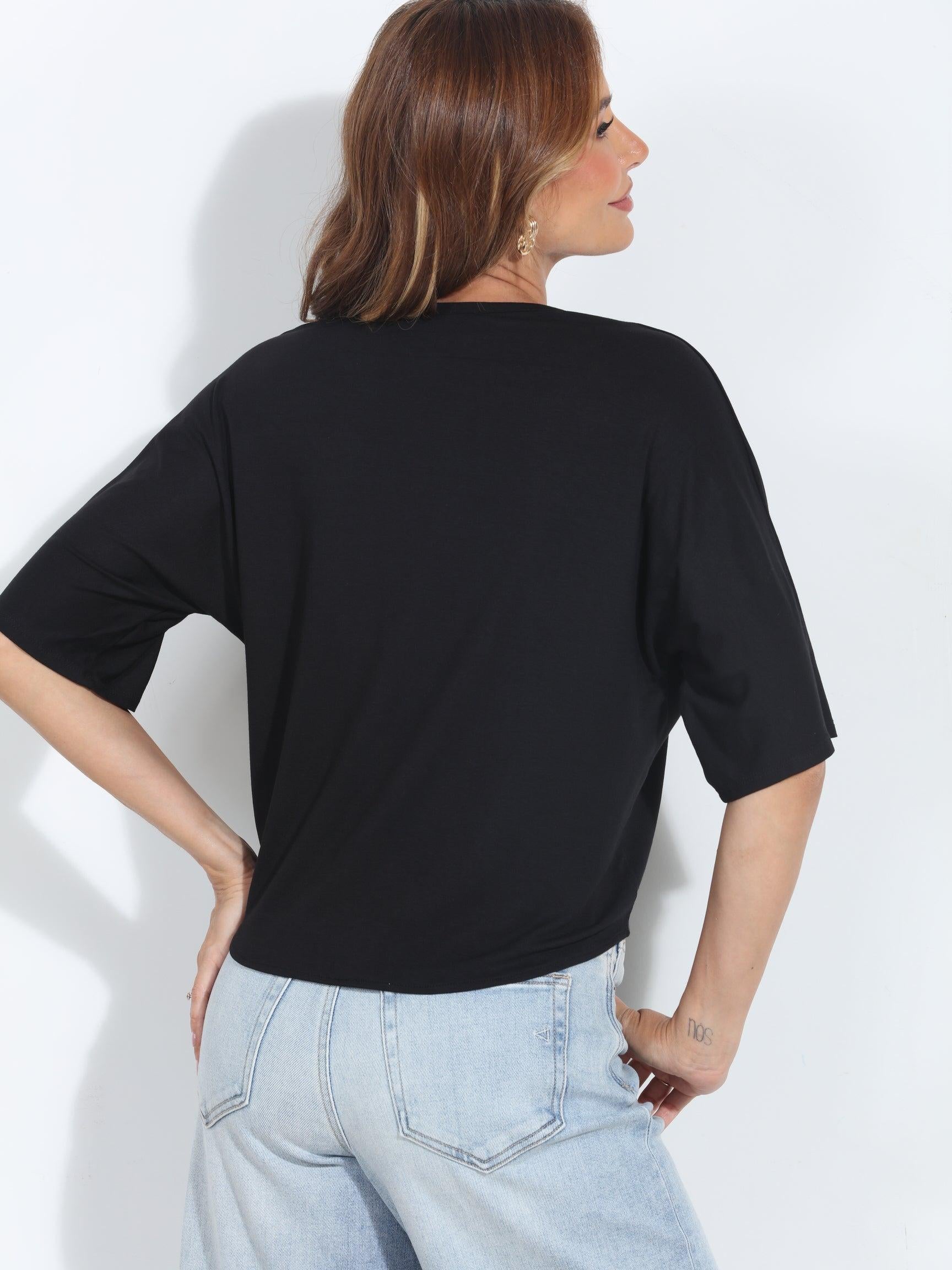 Black Cupro Tie Tee-BEST SELLER