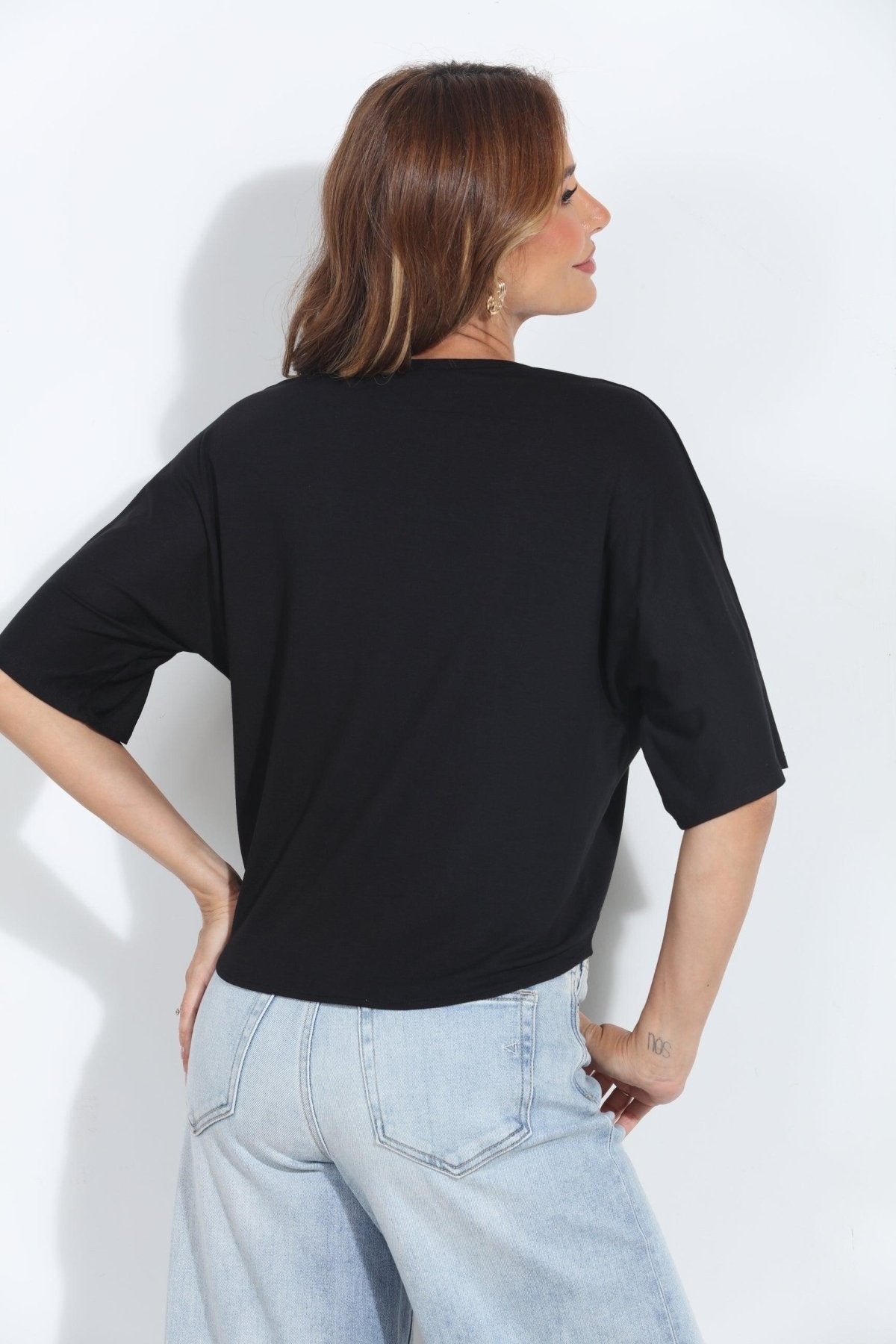 Black Cupro Tie Tee-BEST SELLER