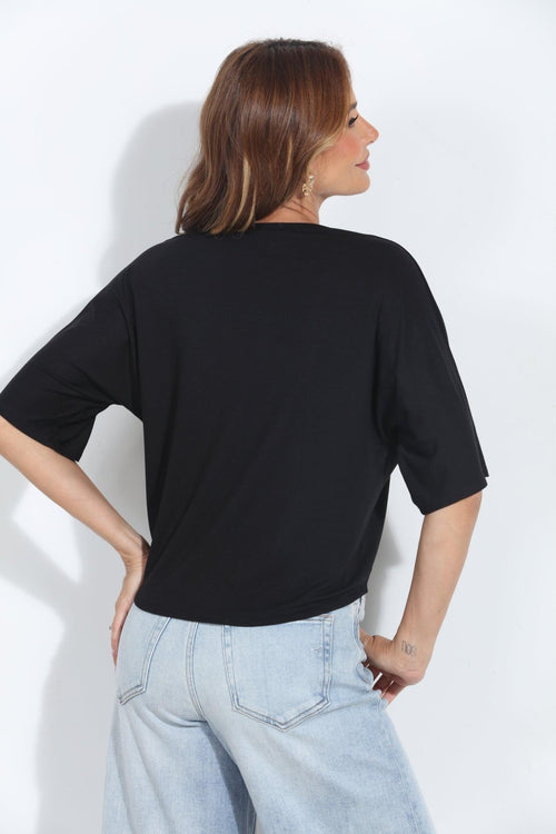 Black Cupro Tie Tee-BEST SELLER