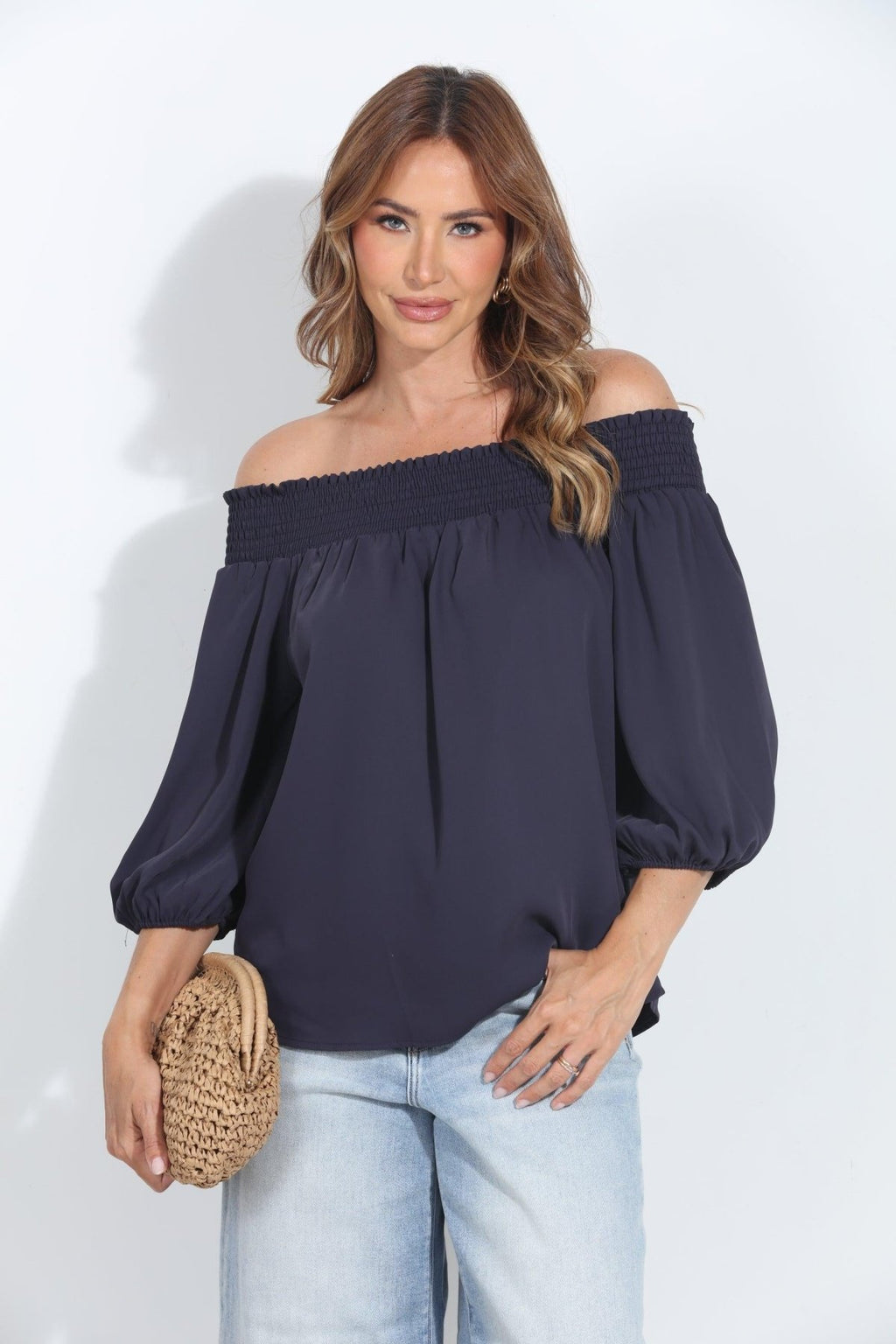Navy Politan OTS Blouse-FINAL SALE