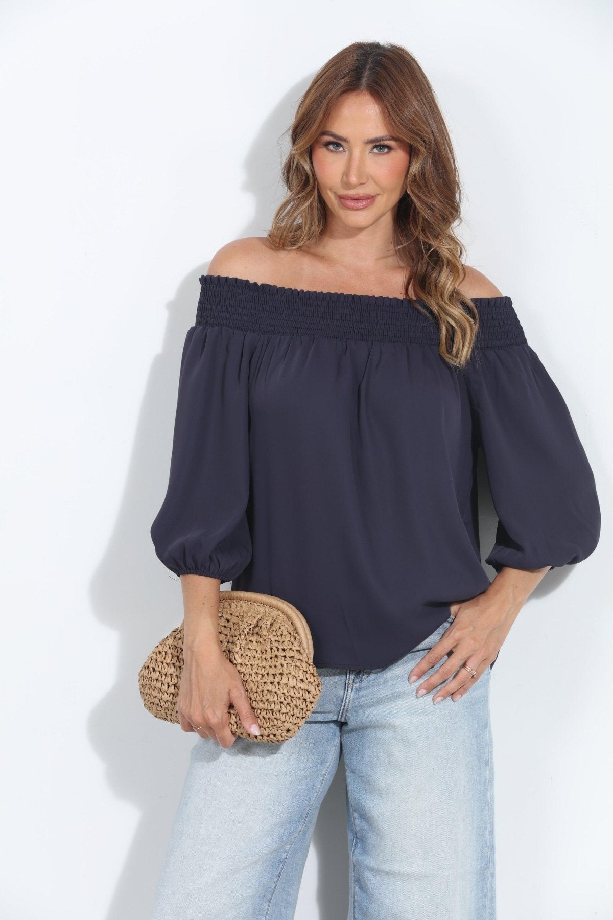Navy Politan OTS Blouse-FINAL SALE