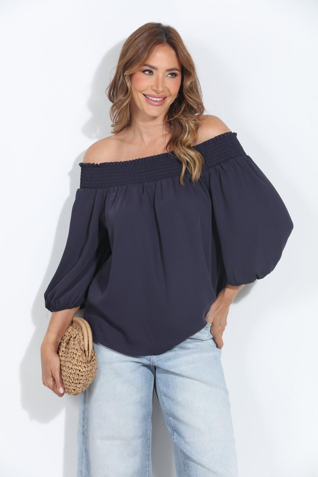 Navy Politan OTS Blouse-FINAL SALE