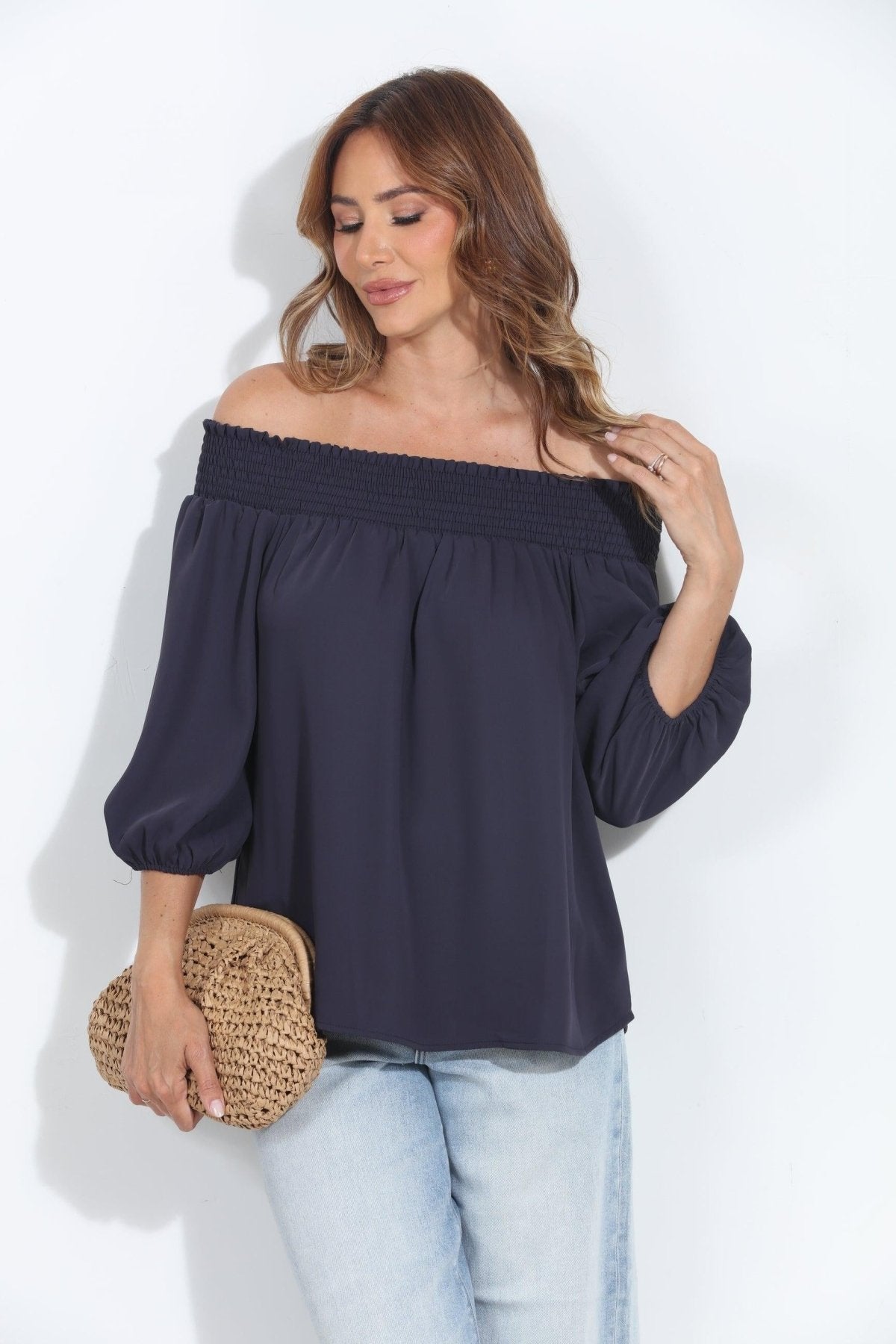 Navy Politan OTS Blouse-FINAL SALE