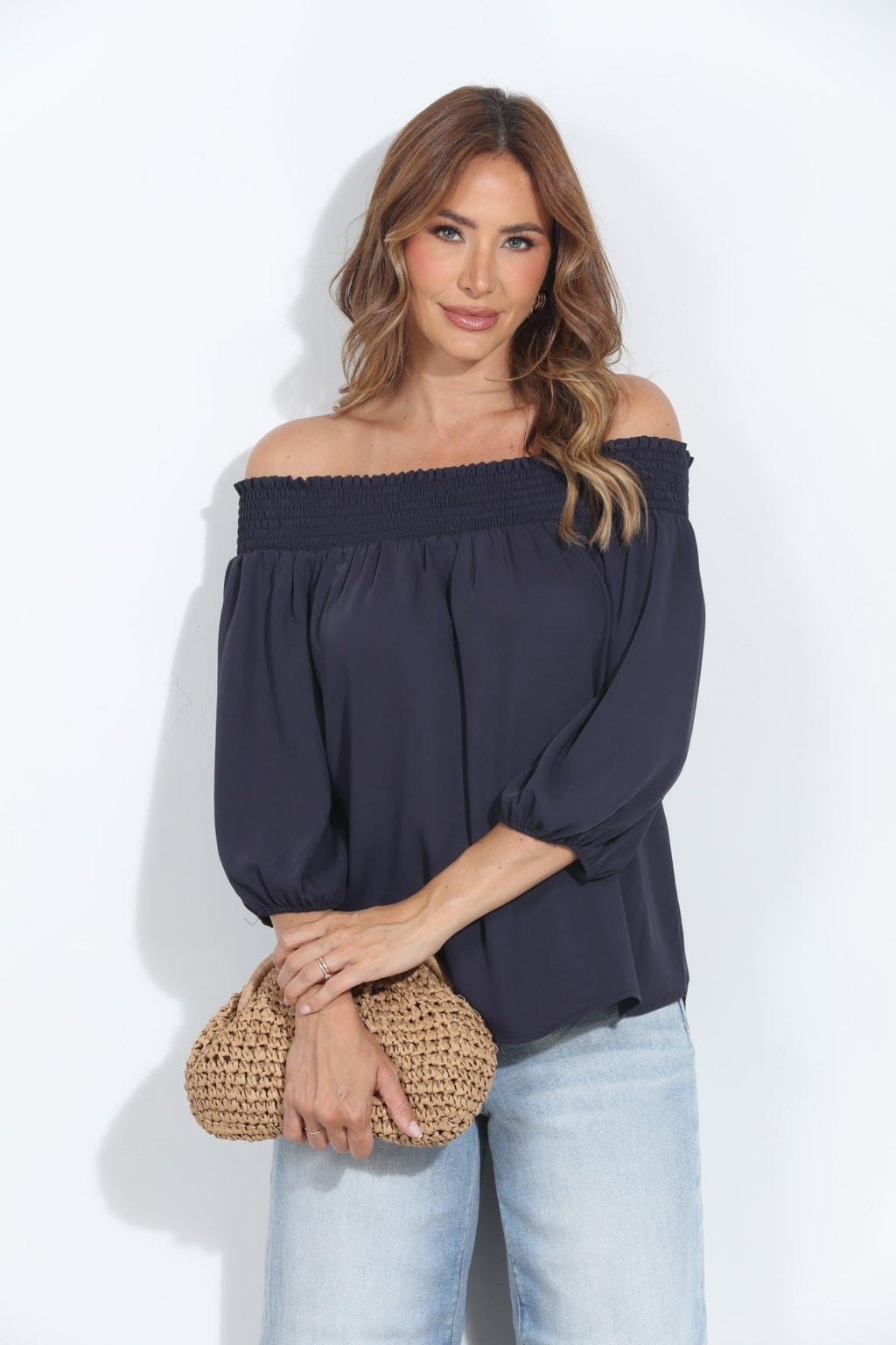 Navy Politan OTS Blouse-FINAL SALE