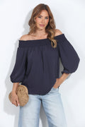 Navy Politan OTS Blouse-FINAL SALE