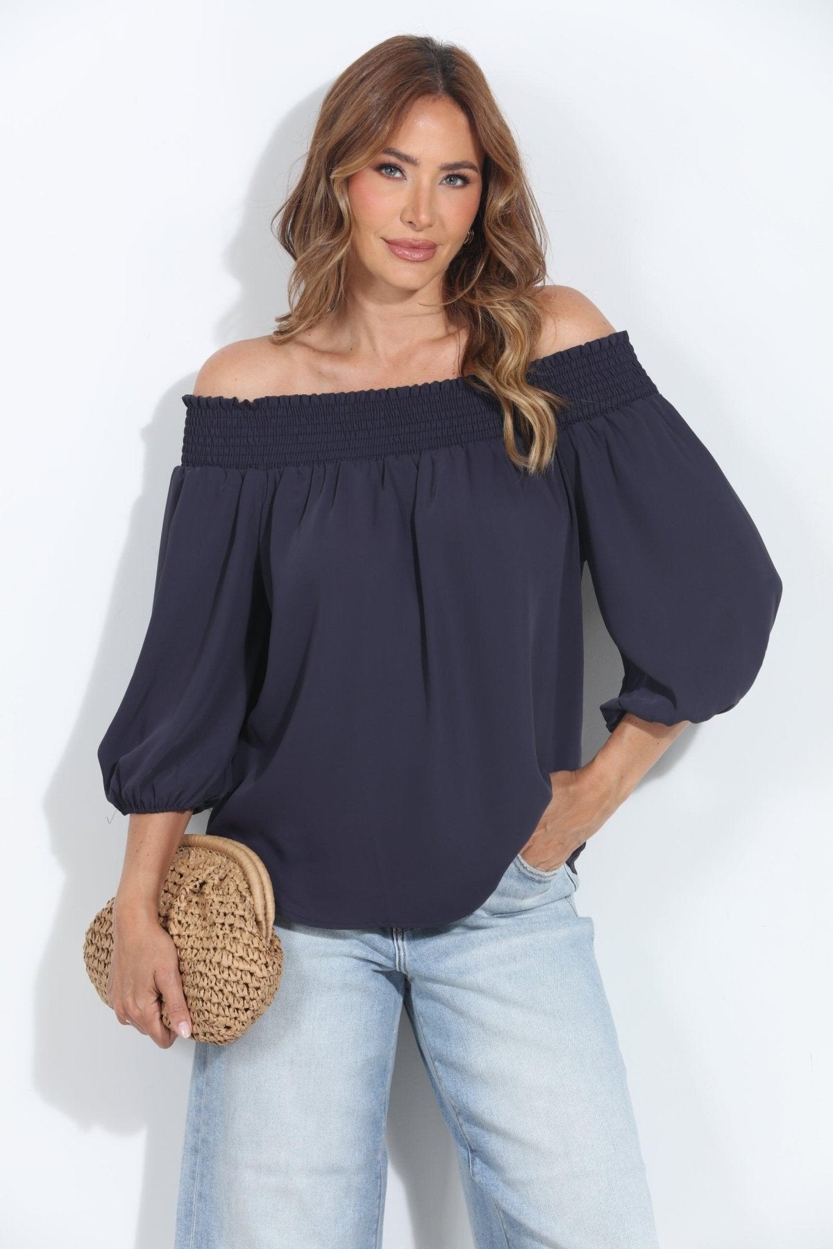 Navy Politan OTS Blouse-FINAL SALE
