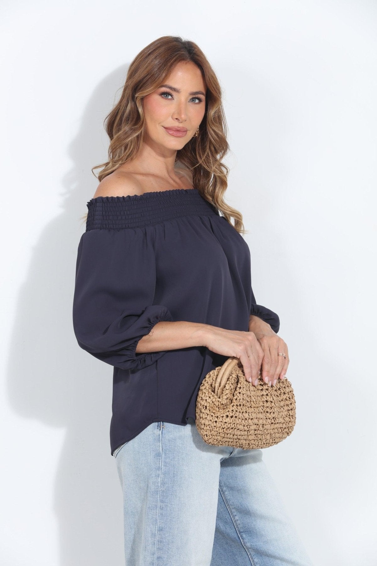 Navy Politan OTS Blouse-FINAL SALE