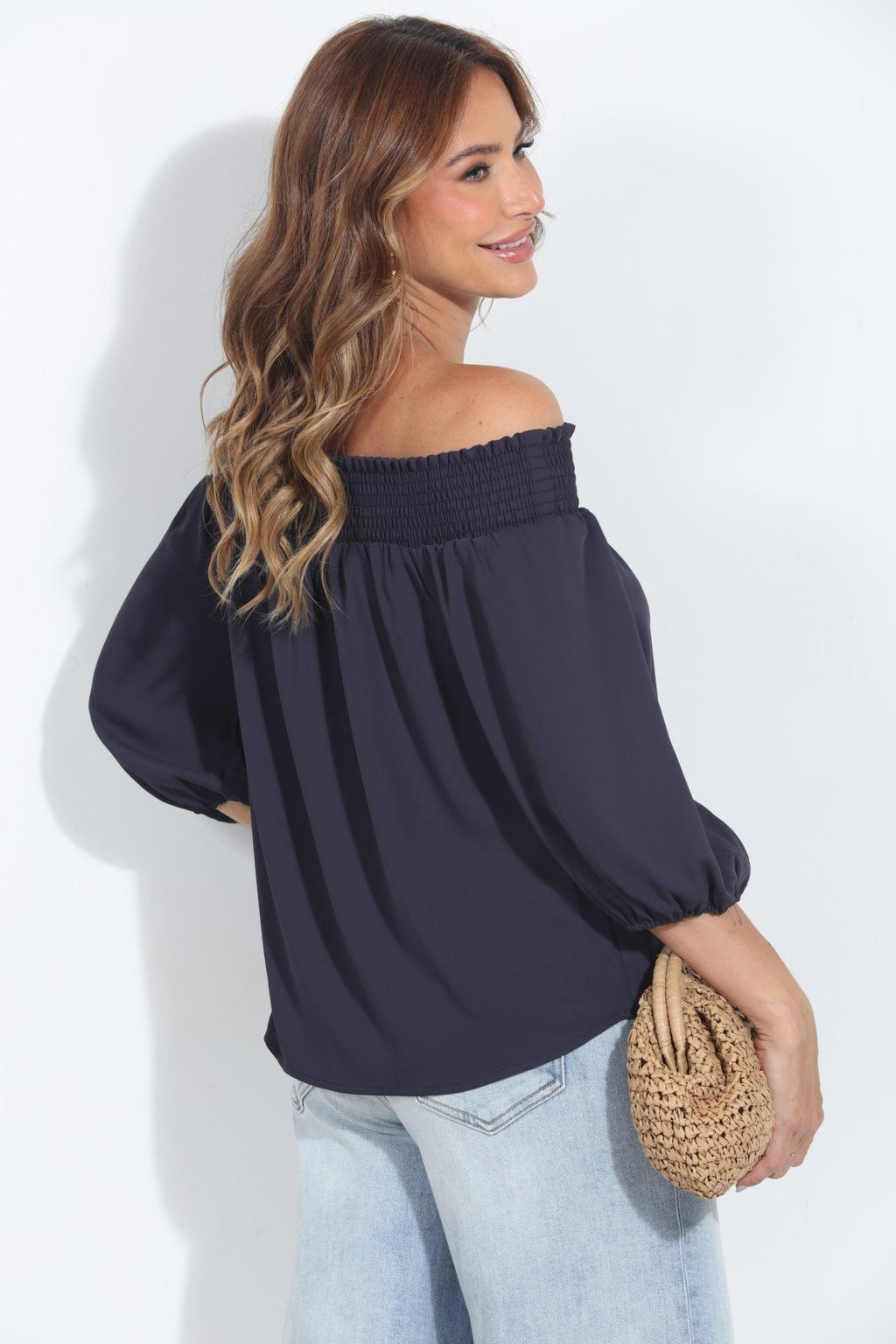 Navy Politan OTS Blouse-FINAL SALE