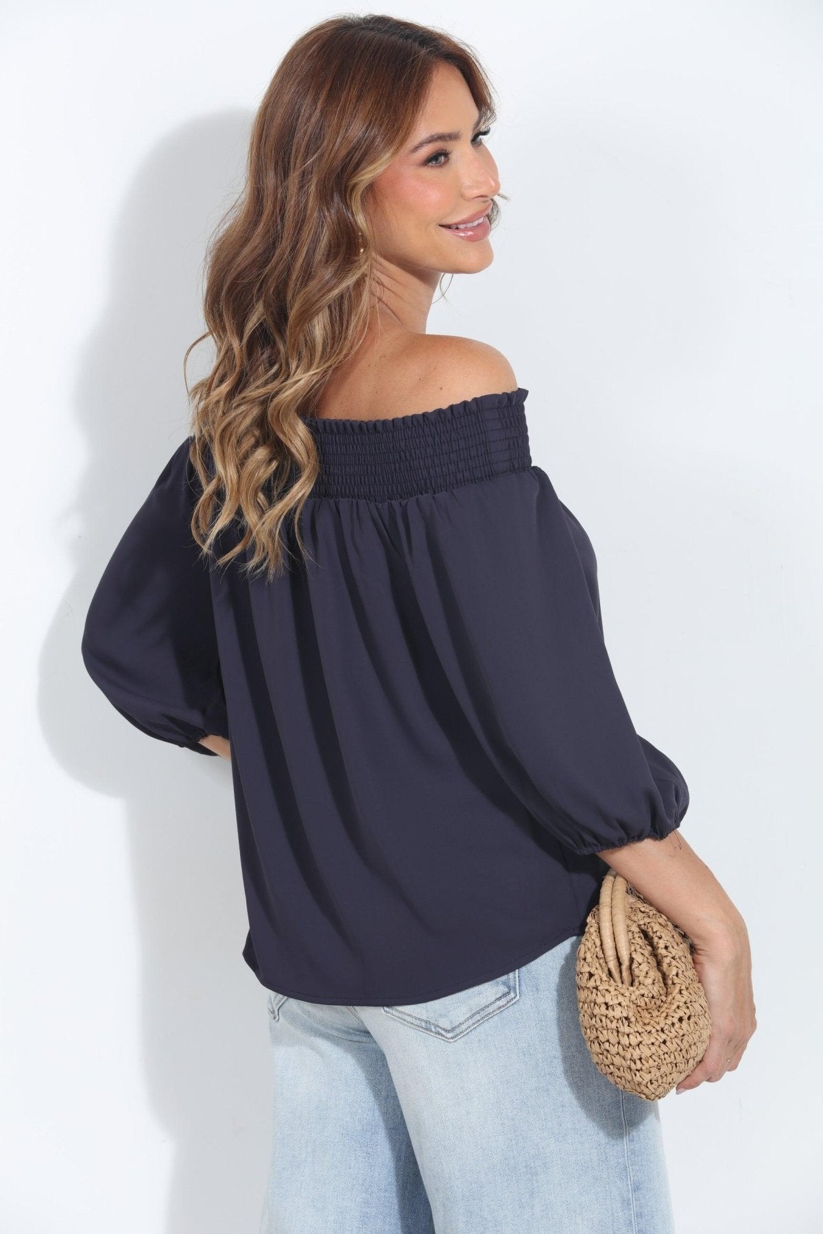Navy Politan OTS Blouse-FINAL SALE