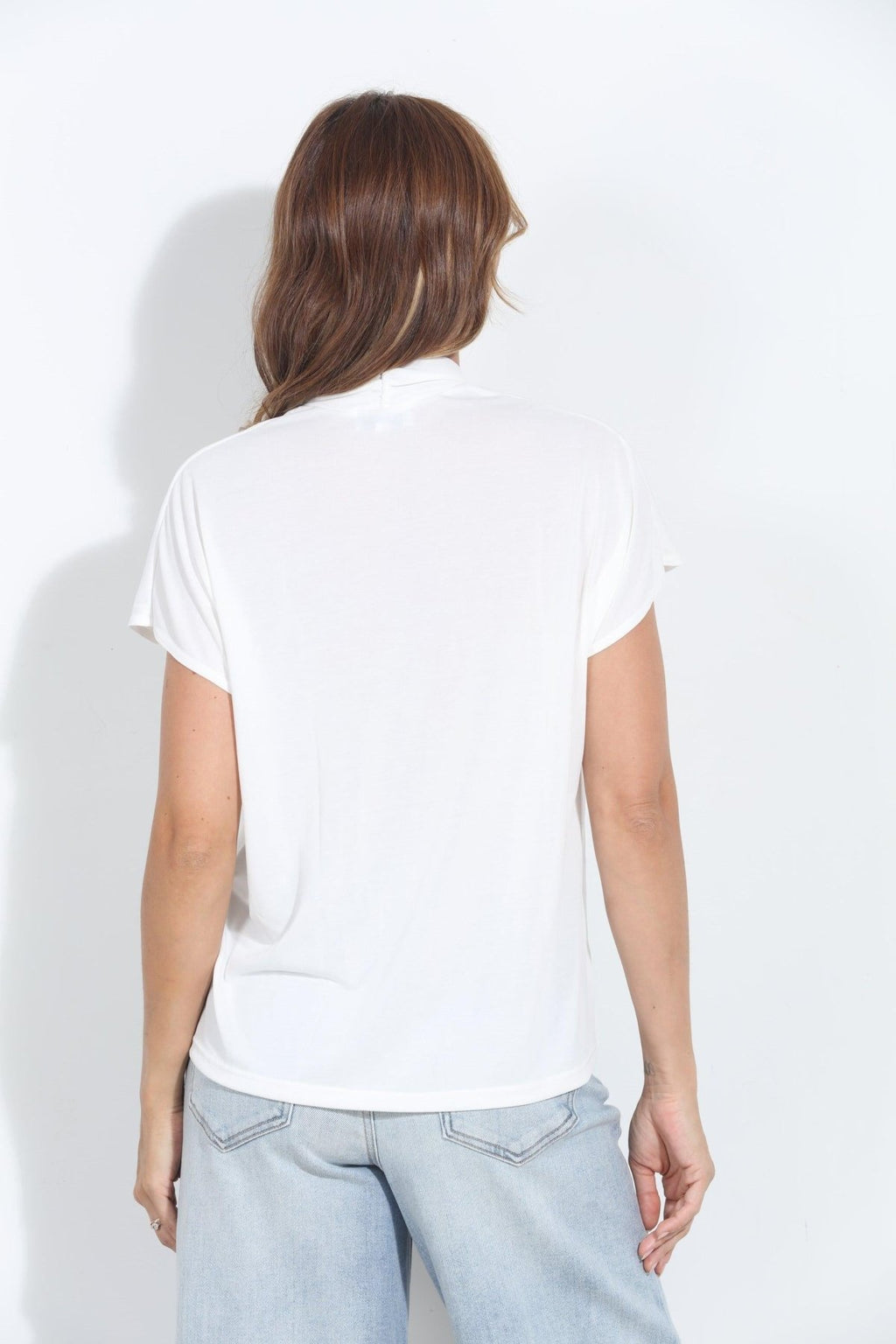 Ivory Cupro V-Neck Tee-BEST SELLER