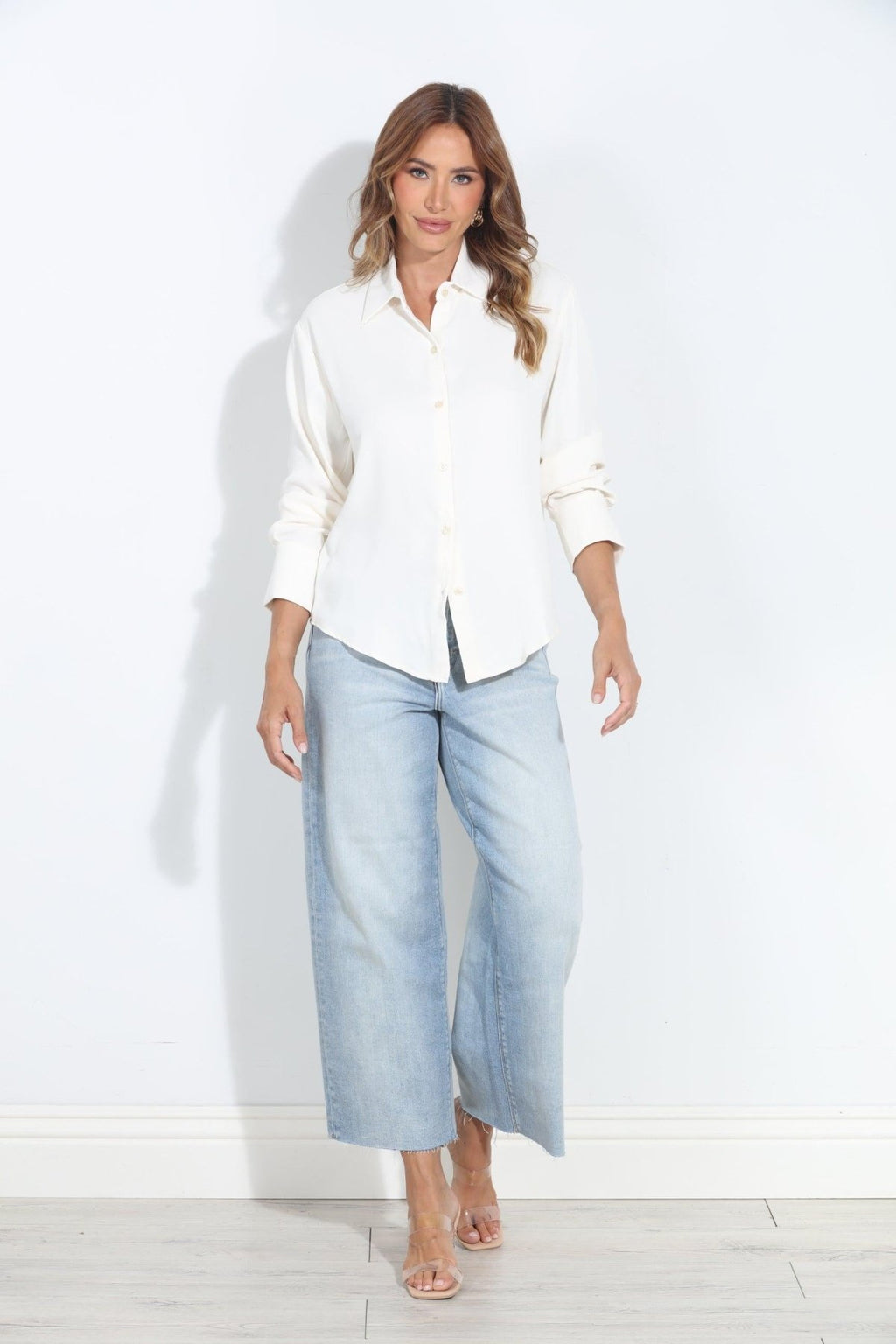 Ivory Politan Button Blouse-BEST SELLER