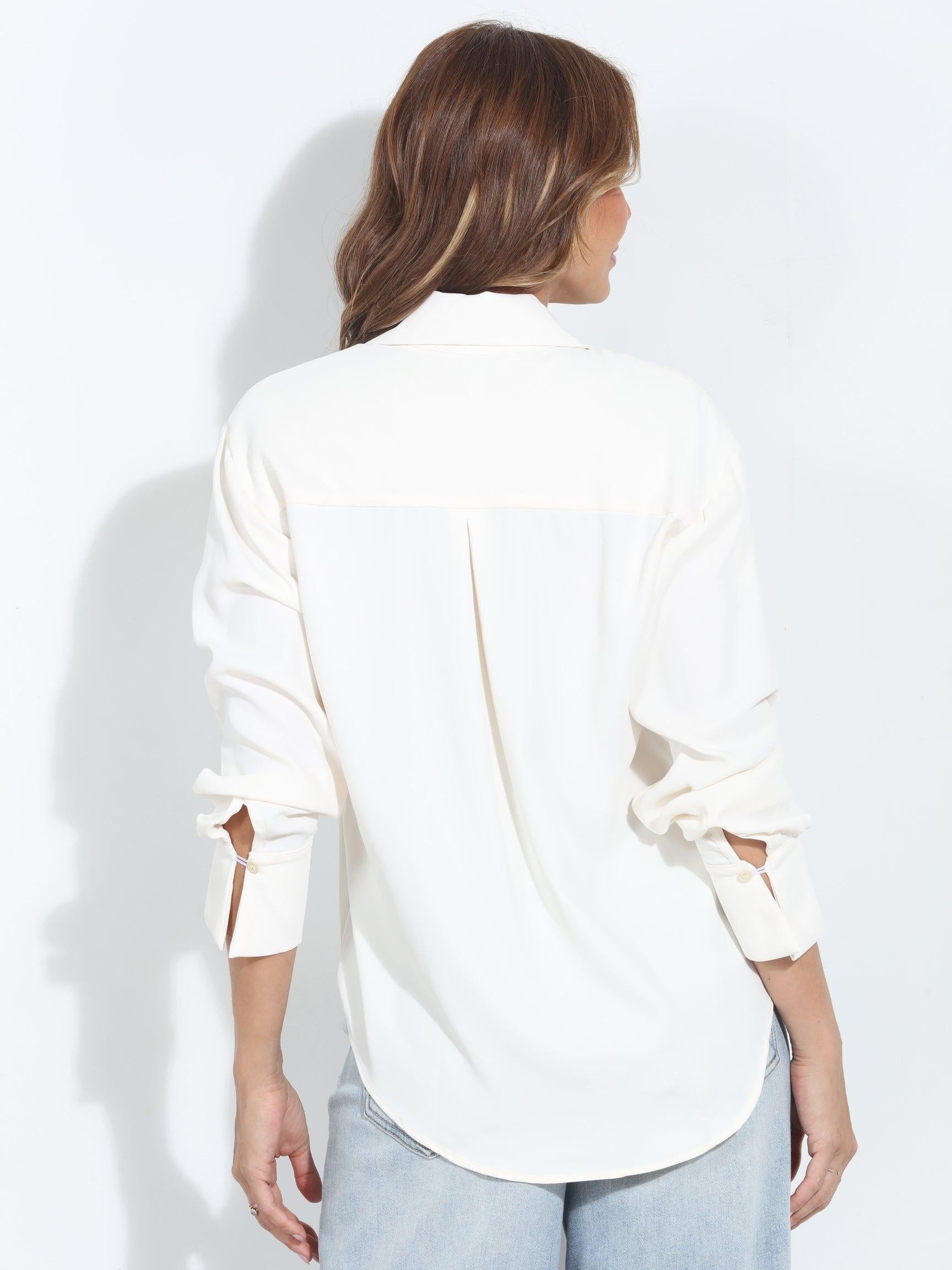 Ivory Politan Button Blouse-BEST SELLER