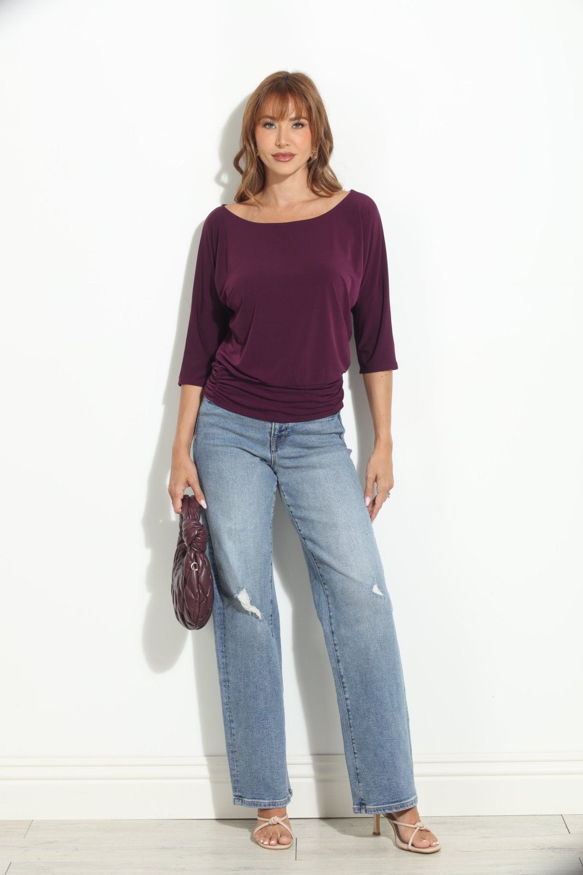 Eggplant Shirred Waist Top