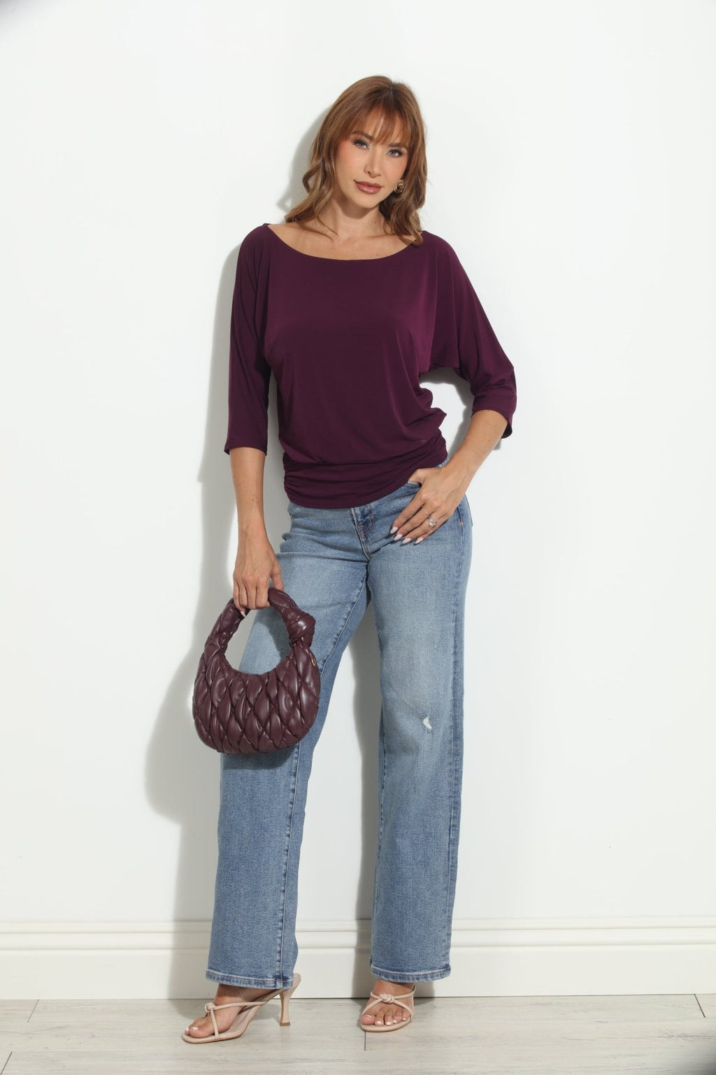 Eggplant Shirred Waist Top