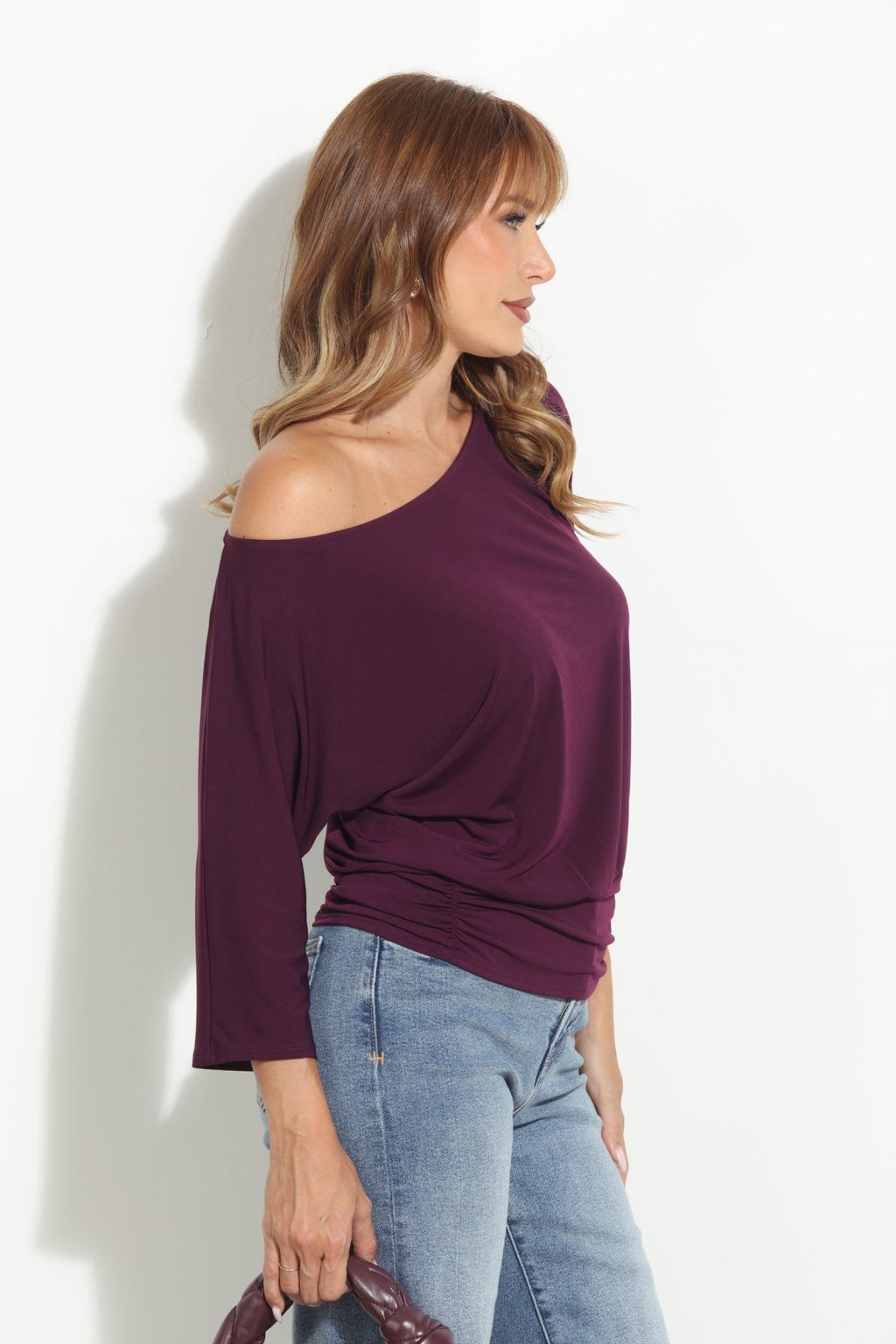 Eggplant Shirred Waist Top