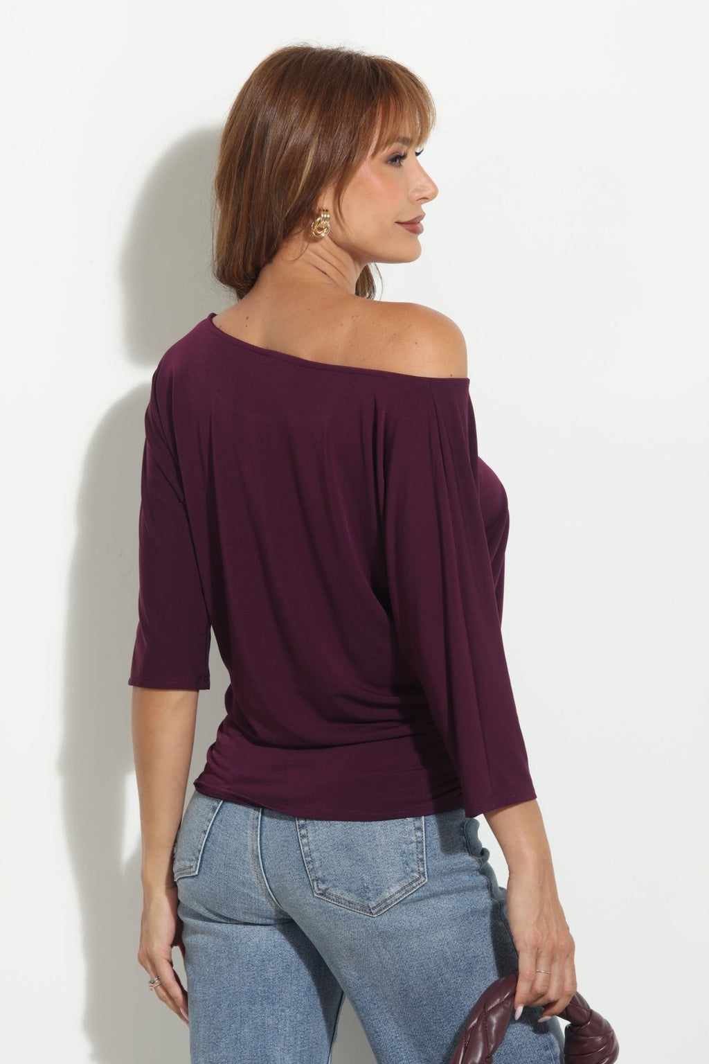 Eggplant Shirred Waist Top