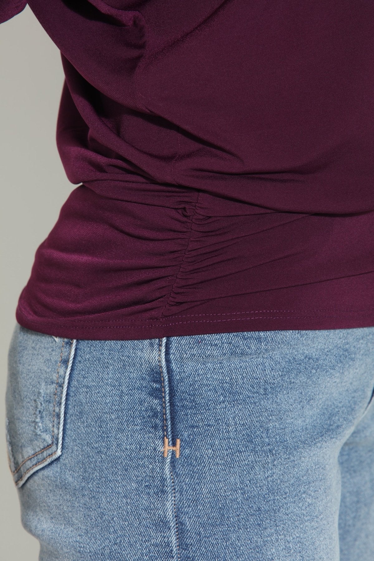 Eggplant Shirred Waist Top