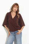 Chocolate Cupro Surplice Top-BEST SELLER