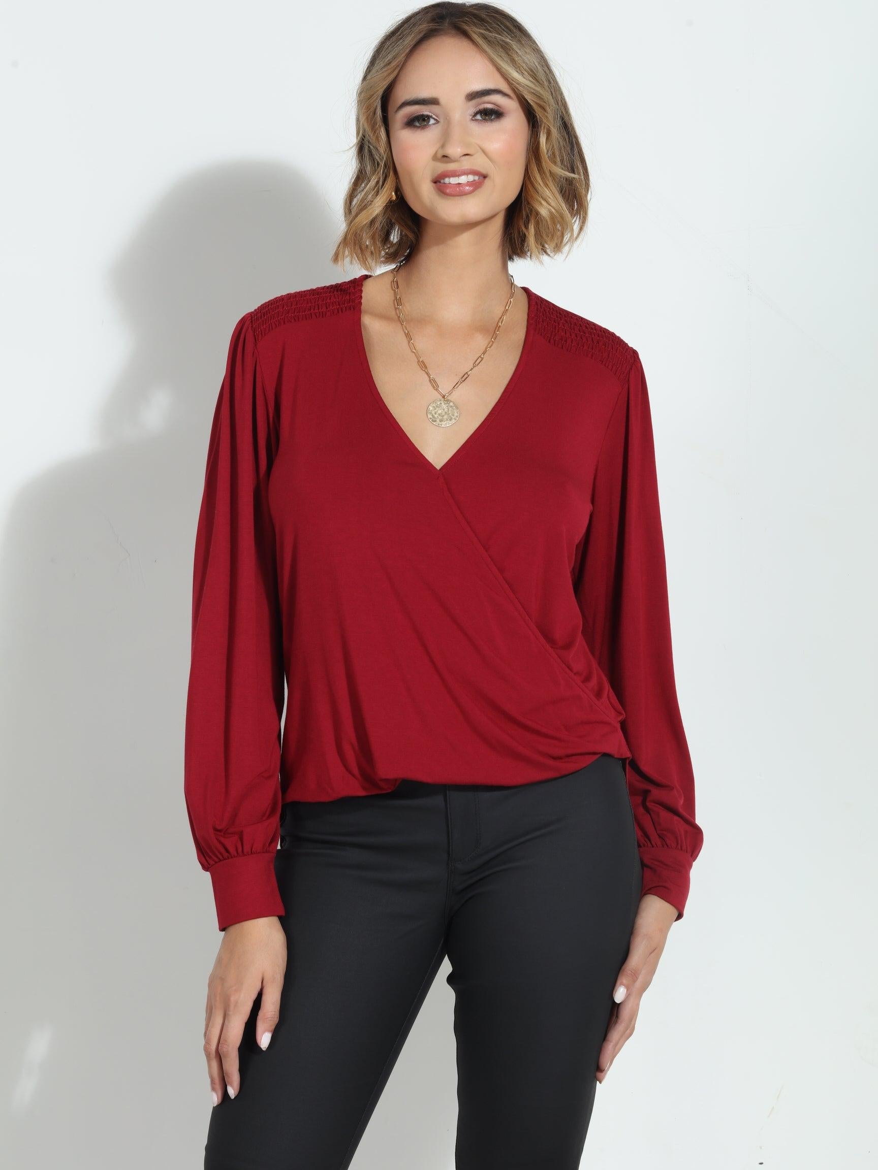 Cabernet Smocked Cupro Top-FINAL SALE