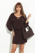 Chocolate Stretch Raglan Dropwaist Stretch Dress-BEST SELLER