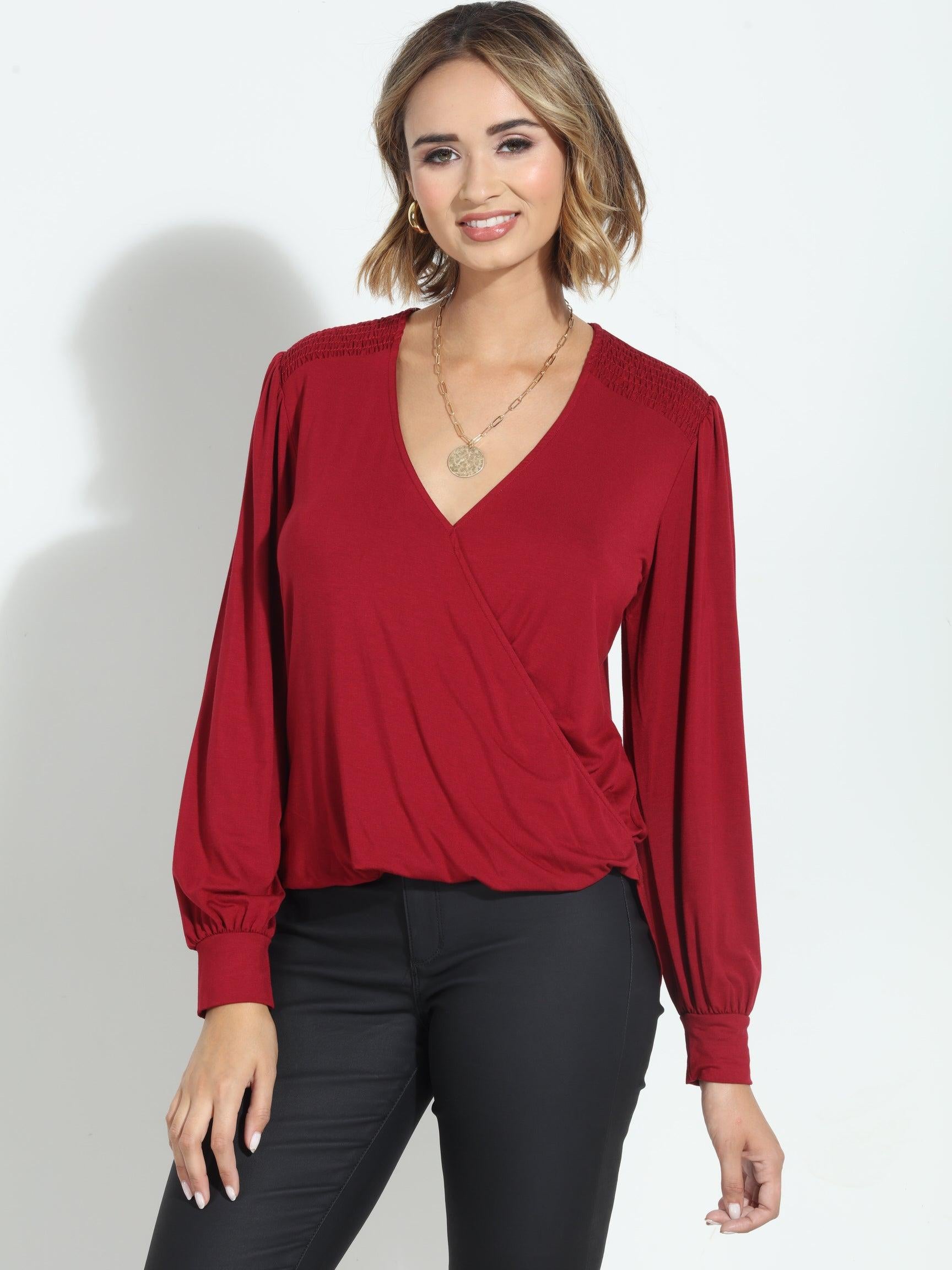 Cabernet Smocked Cupro Top-FINAL SALE