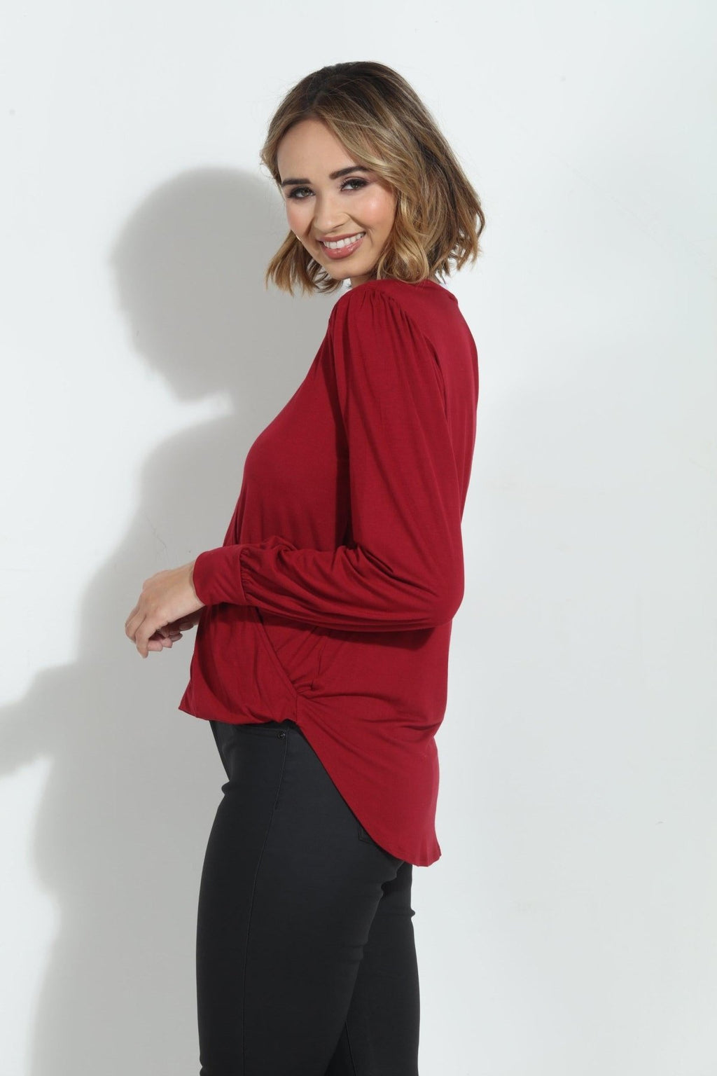 Cabernet Smocked Cupro Top-FINAL SALE