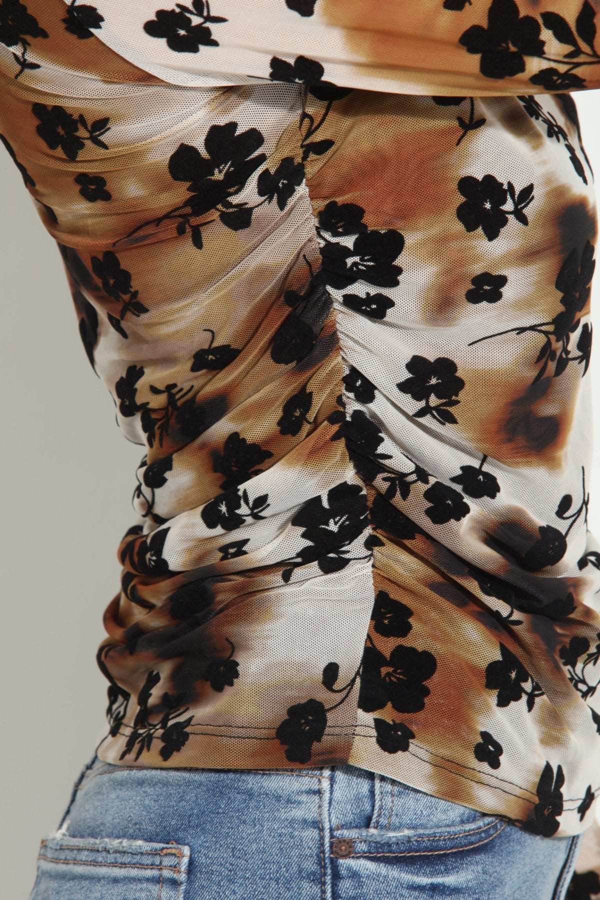 Bardot Mesh Long Sleeve Top