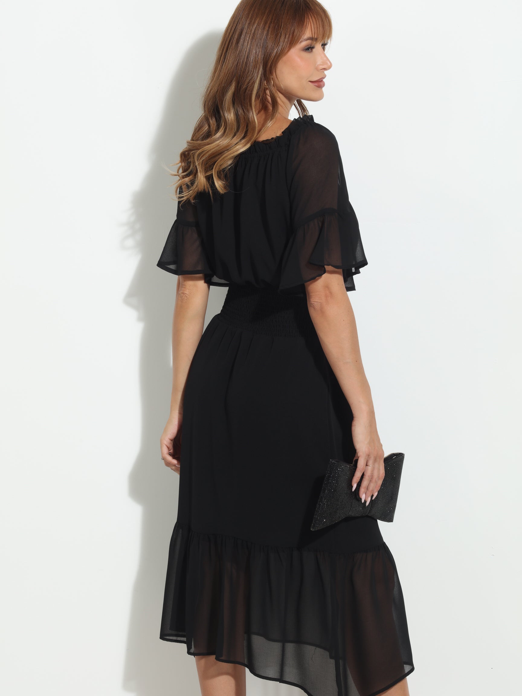 Black OTS Ruffle Maxi-BEST SELLER
