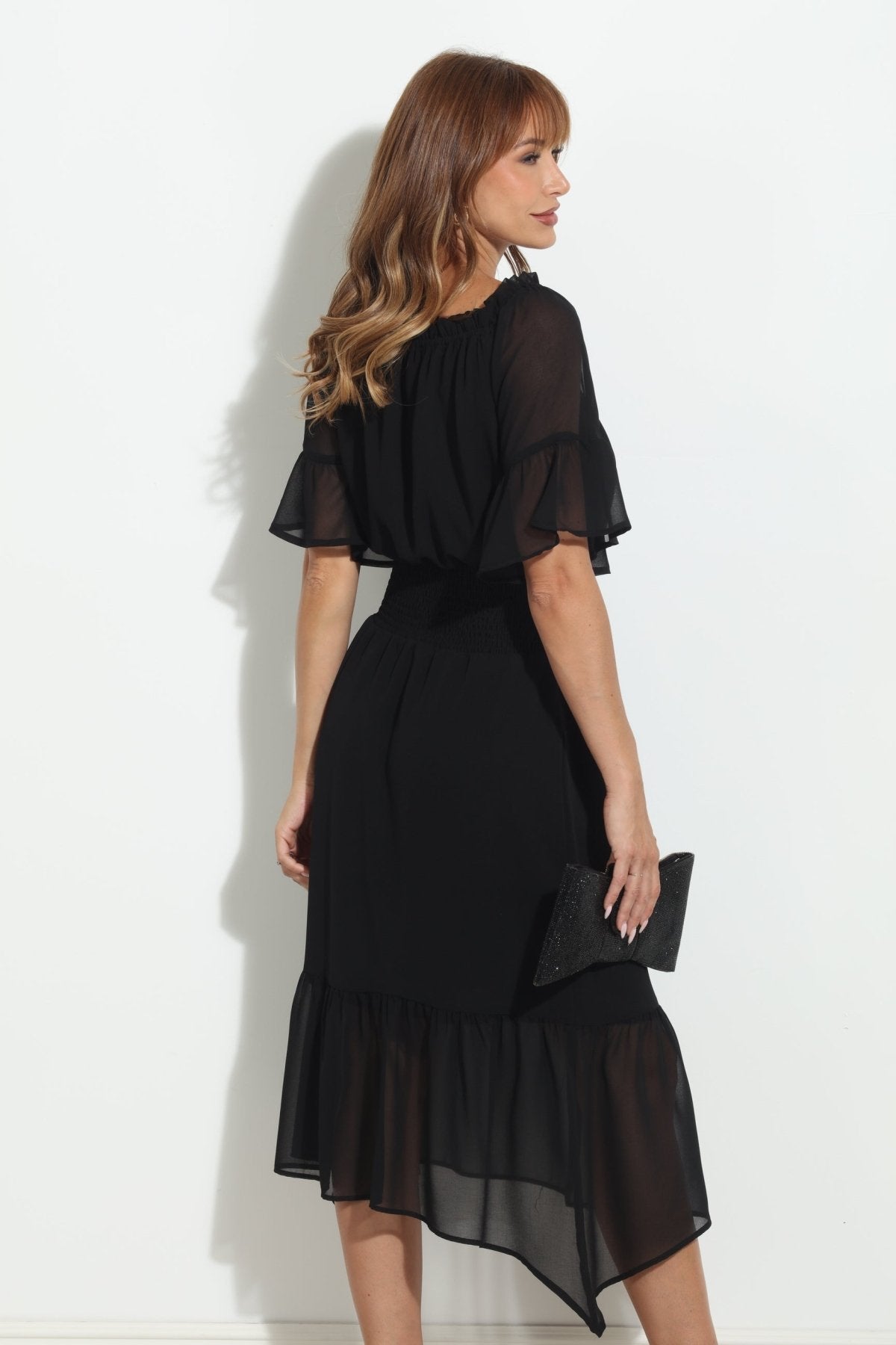 Black OTS Ruffle Maxi-BEST SELLER