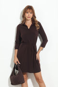 Chocolate Stretch Shirt Dress - BEST SELLER