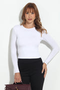 White Lined Crew Neck Top-BEST SELLER