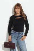 Black Long Sleeve Cut Out Top-BEST SELLER