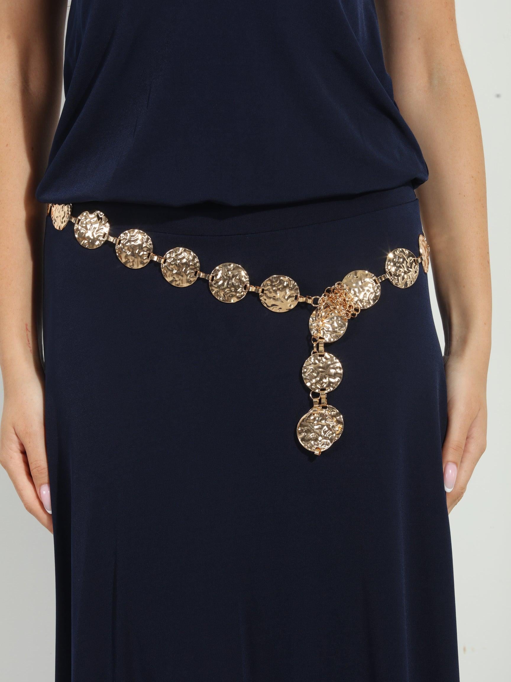 Rose Gold Hammered Pendant Belt-BEST SELLER